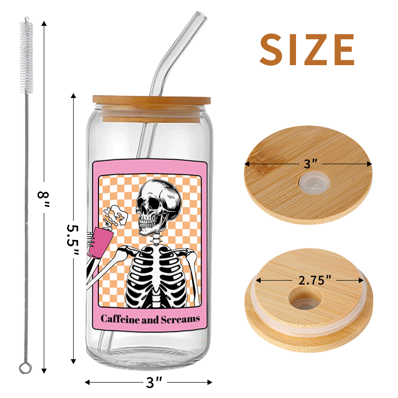 Caffeine and Screams 16oz Glass Can