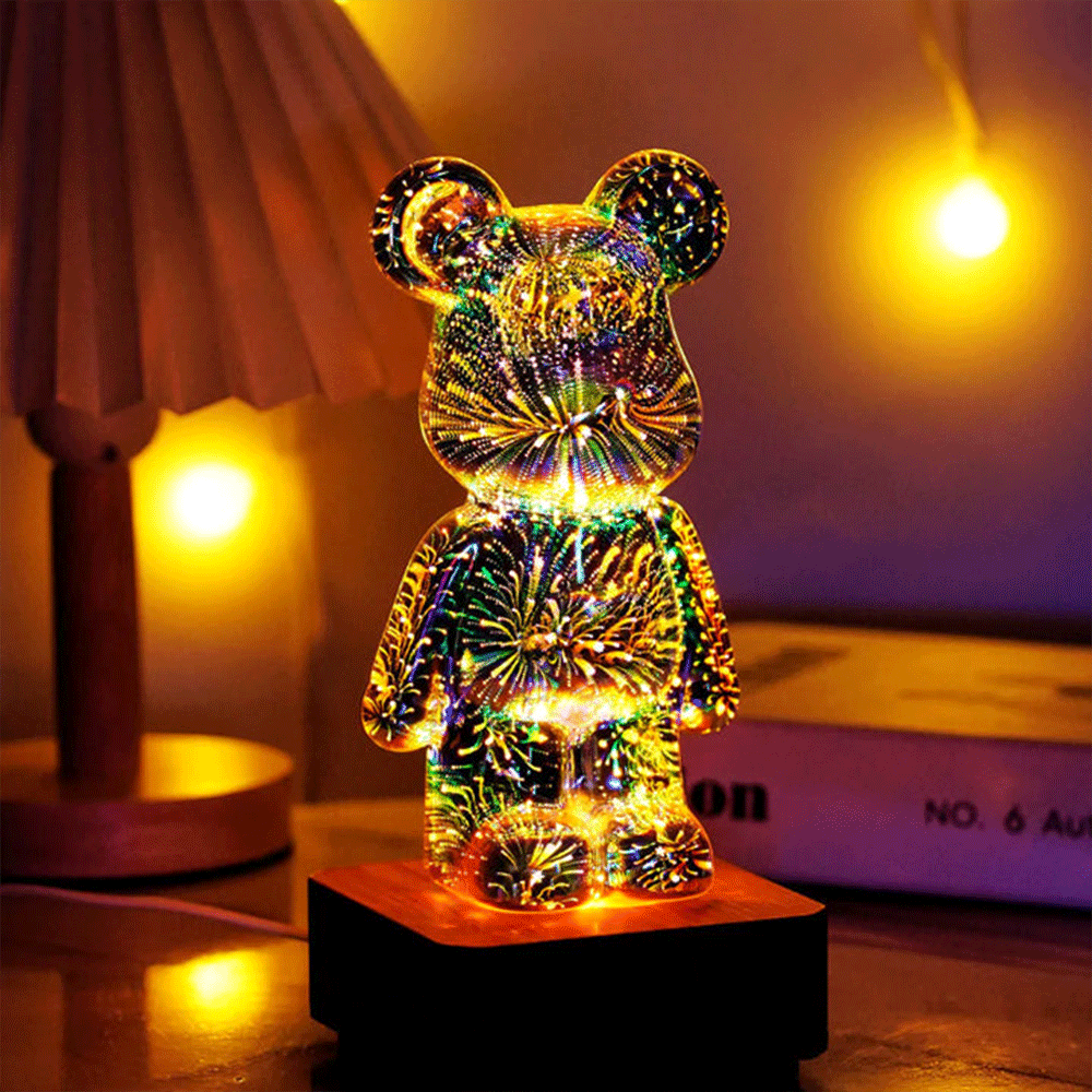 3D Fireworks Bear Night Light